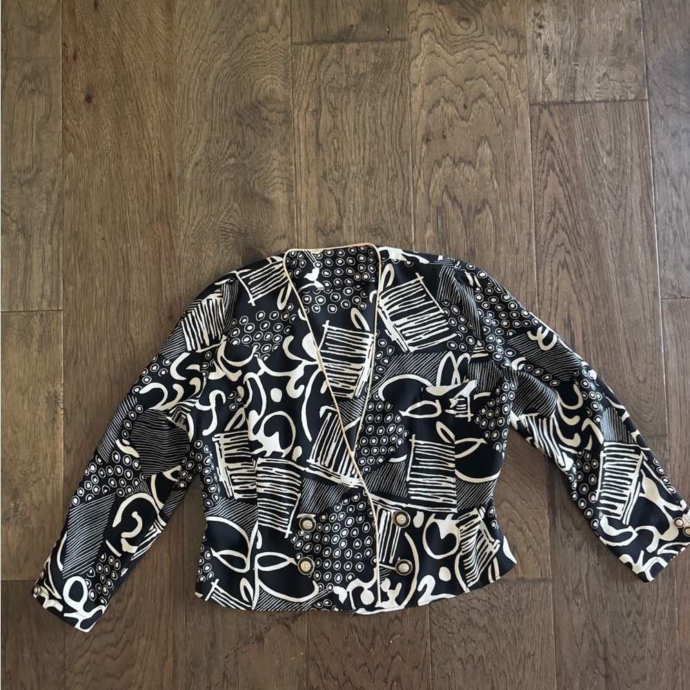 Black and White Abstract Print Blazer